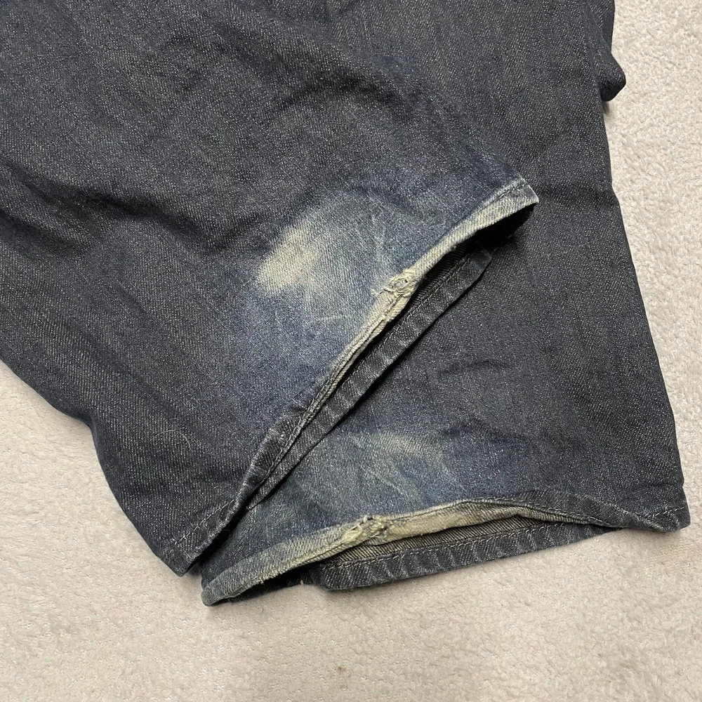 True Religion Straight Jeans Mens 36x34 Painted Logo Pockets Distressed